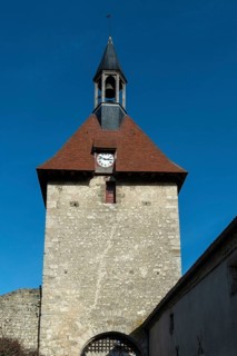 Charroux labelled The Most Beautiful Villages of France, Belfry and the door of the clock, Allier