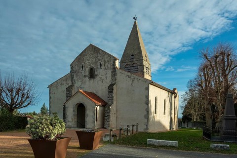 Painted church St Aignan's, Church of Begues. Allier department. Auvergne Rhone Alpes. France.