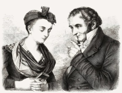 Portaits of Elisabeth Baustlicher with Johann Peter Hebel, 1760 - 1826, German poet, Protestant