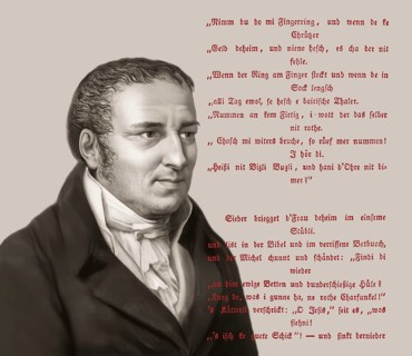 Portait with a poem, Johann Peter Hebel, 1760 - 1826, German poet, Protestant theologian and