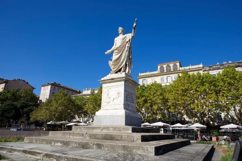 Napoleon monument on Place Saint Nicolas, Bastia, Haute-Corse department, North Coast, Corsica,