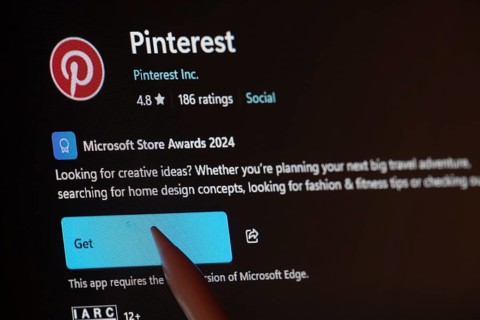 Dhaka, Bangladesh- 19 Sep 2025: A close-up of the Pinterest app from the Microsoft Store is shown