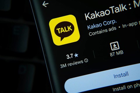 Dhaka, Bangladesh- 27 July 2025: KakaoTalk app from Google Playstore is displayed on a smartphone