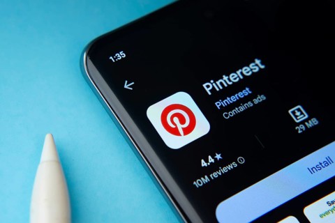 Dhaka, Bangladesh- 09 Mar 2025: Pinterest app from Google Playstore is displayed on smartphone