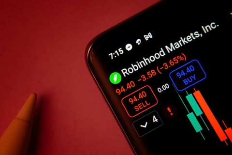 Dhaka, Bangladesh- 08 Sep 2025: Close-up of a phone screen showing Robinhood Markets stock market