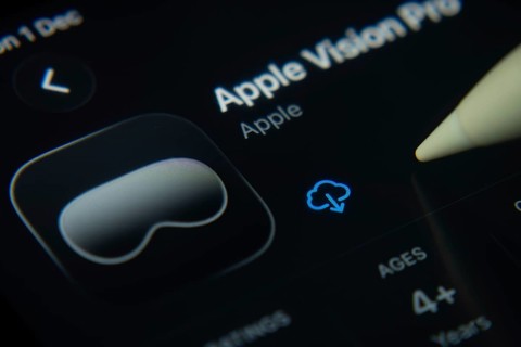 Dhaka, Bangladesh- 01 Dec 2025: A close-up of the Apple Vision Pro app icon in the App Store on an