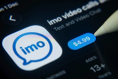 Dhaka, Bangladesh- 01 Dec 2025: A close-up of the imo app icon in the App Store on an iPad screen