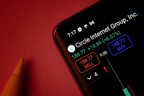Dhaka, Bangladesh- 08 Sep 2025: Close-up of a phone screen showing Circle Internet Group stock