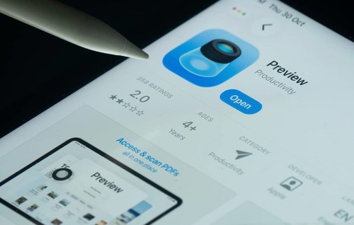 Dhaka, Bangladesh- 30 Oct 2025: Apple Preview app on a iPad screen with a pen pointing at the