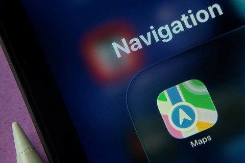 16 Nov 2025- Dhaka, Bangladesh: Close-up of Apple Maps app icons on an iPad screen