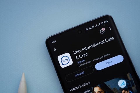 Dhaka, Bangladesh- 29 May 2025: On a blue surface, a smartphone displays the imo app within the