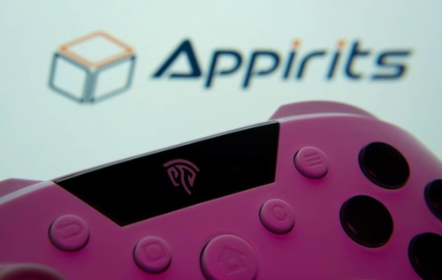 Dhaka, Bangladesh- 24 Mar 2025: A close-up of a gamepad with the Appirits seen on screen in the