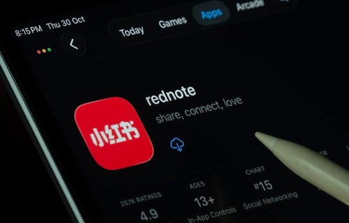 Dhaka, Bangladesh- 30 Oct 2025: rednote app displayed on a iPad screen in dark mode with a digital