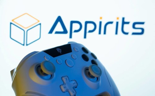 Dhaka, Bangladesh- 20 Mar 2025: A close-up of a gamepad with the Appirits seen on screen in the