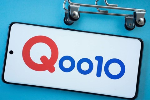 Dhaka, Bangladesh- 03 July 2025: Smartphone screen showing the Qoo10 logo with shopping cart wheels