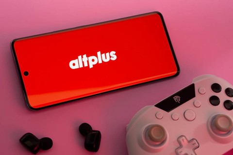 Dhaka, Bangladesh- 08 Apr 2025: A smartphone displaying the AltPlus Inc logo next to a gaming