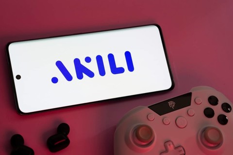 Dhaka, Bangladesh- 08 Apr 2025: A smartphone displaying the Akili Interactive logo next to a gaming