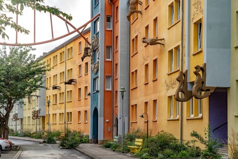 The artists' quarter Mandauer Glanz in Zittau, Upper Lusatia, Saxony, Germany