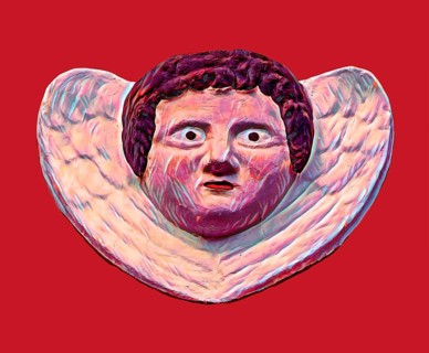 Old angel figure, late Renaissance stone carving, Rinnesches Haus, Kornmarkt, Osterode am Harz,