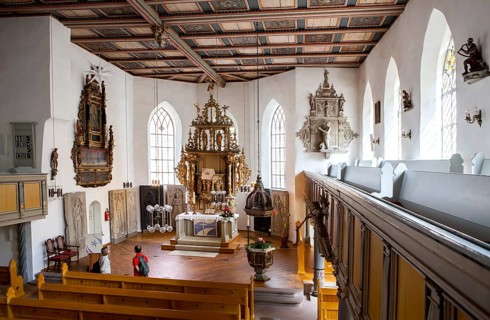 Inner view, Saint Giles or market church St. Aegidien, Osterode, Upper Harz region, Lower Saxony,