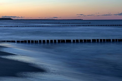 Groothing in the sea, sunset, long exposure, Zingst, Fischland-Darß-Zingst, Western Pomerania