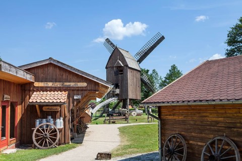 Historic windmill, European Bread Museum, Ebergötzen, District of Göttingen, Lower Saxony, Germany,