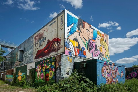 Graffiti on the former US eavesdropping facility on Teufelsberg in Grunewald, Berlin, Germany