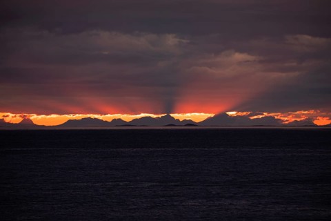The Vestfjord in Nordland, Norway, offers a dramatic atmosphere near Bodø. Dark clouds are