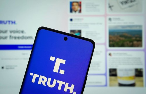 Dhaka, Bangladesh - 17 March 2025: The logo of the Truth Social is displayed on a smartphone