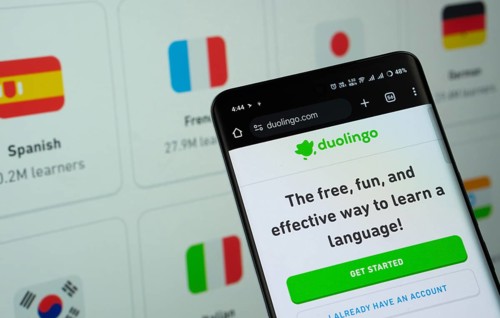Dhaka, Bangladesh- 05 March 2025: Duolingo is displayed on a smartphone screen, with the website