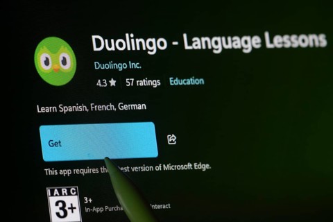 Dhaka, Bangladesh- 19 Sep 2025: A close-up of the Duolingo app from the Microsoft Store is shown on
