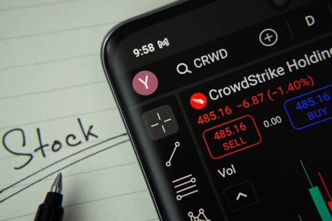 Dhaka, Bangladesh- 20 June 2025: CrowdStrike stock trading information on smartphone screen with a