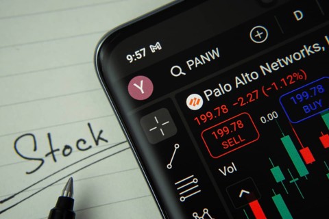 Dhaka, Bangladesh- 20 June 2025: Palo Alto stock trading information on smartphone screen with a