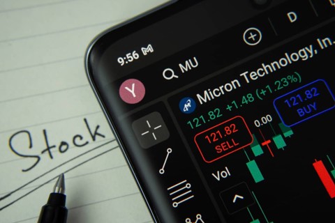 Dhaka, Bangladesh- 20 June 2025: Micron stock trading information on smartphone screen with a