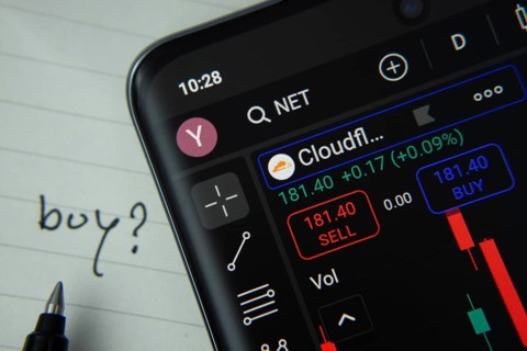 Dhaka, Bangladesh- 20 June 2025: Cloudflare stock trading details displayed on smartphone with