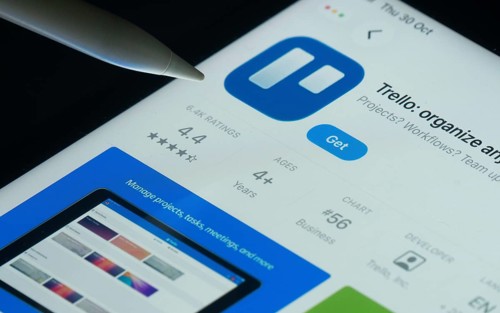 Dhaka, Bangladesh- 30 Oct 2025: Trello app on a iPad screen with a pen pointing at the install