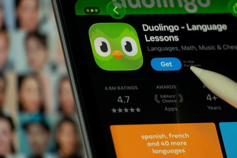Dhaka, Bangladesh- 24 Oct 2025: A iPad screen displaying the Duolingo app on App store