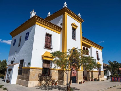 Former train station at village Olvera, now used for tourism, cafe and lodging, cycle path Via