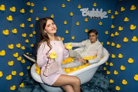 Leni Summer and Tyler von Jascheroff at the opening of Bubble Planet - The Adventure Museum for All