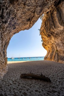 Rock cave on the beach at Cala Luna, Golfo di Orosei, Baunei, Sardinia, Italy