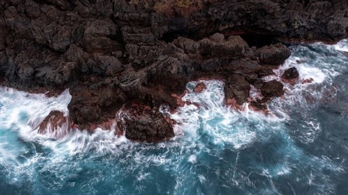 Waves and rocks, coast near Porto Moniz, Madeira, Portugal