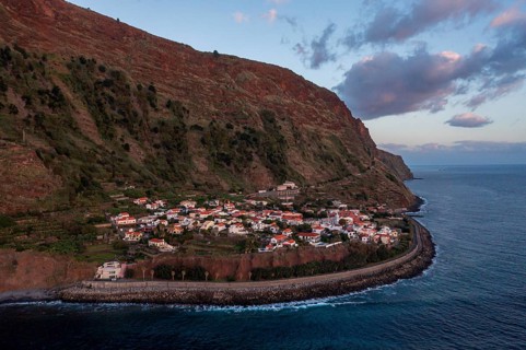 Aerial view, Jardim do Mar, cliffs, Madeira, Portugal