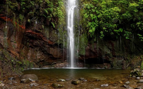 Cascata das 25 Fontes river and waterfall, 25 springs, hiking trail PR6, Levada das 25 Fontes,