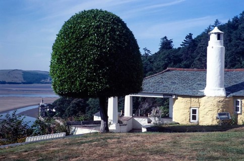Buildings in Portmeirion folly tourist village, Gwynedd, North Wales, UK in 1985, built by Sir
