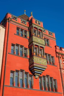 Exterior view of Red Town Hall, Market Square, Basel