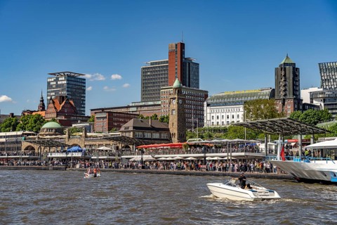 The St. Pauli Landungsbrücken at Hafengeburtstag Hamburg 2025 in the Free Hanseatic City of