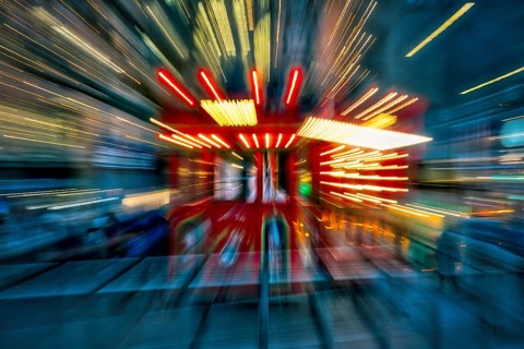 Zurich fairy tale tram with light trails, tram as fairy tale, Zurich, Canton of Zurich, Switzerland