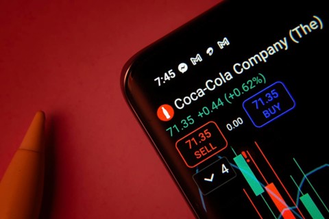 Dhaka, Bangladesh- 08 Sep 2025: Close-up of a phone screen showing The Coca-Cola Company stock