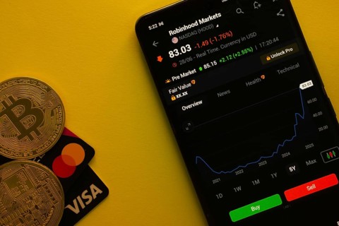 Dhaka, Bangladesh- 30 June 2025: Smartphone displaying Robinhood Markets stock data on a trading