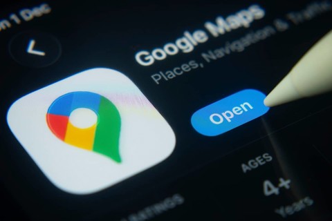 Dhaka, Bangladesh- 01 Dec 2025: A close-up of the Google Maps app icon in the App Store on an iPad